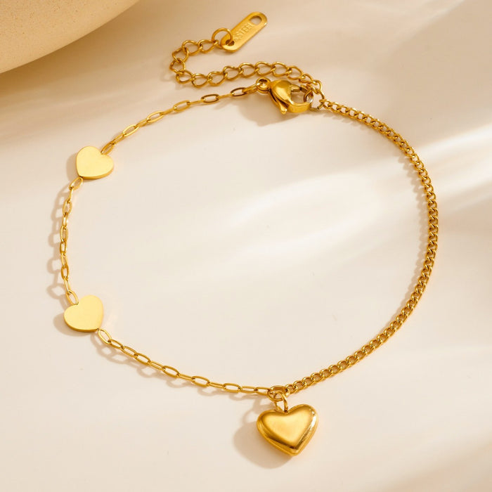 Wholesale Hollow Heart Stainless Steel Couple Anklet Set