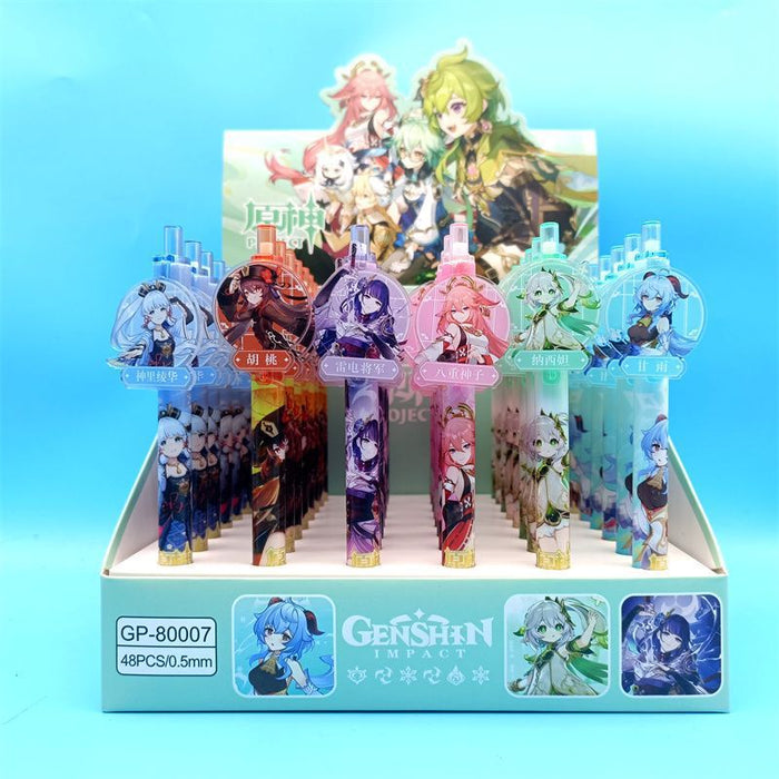 Wholesale 48 pcs Black core 0. 5mm cute cartoon sticker push-button pen