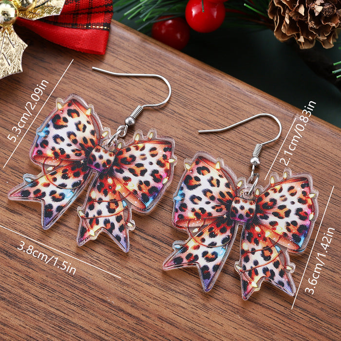 Wholesale Christmas light bow acrylic western-style earrings