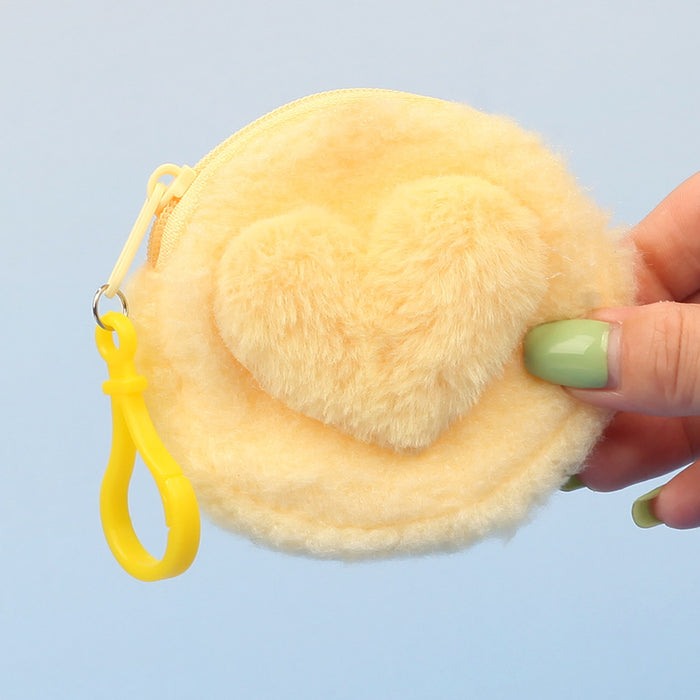 Wholesale Stylish Heart Shaped Plush Pouch For Women Coin Wallet Earphone Case Card Holder Gift Everyday Use