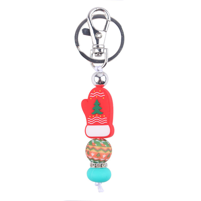 Wholesale Christmas Series Silicone Beaded Keychain JDC-KC-GuangTian028