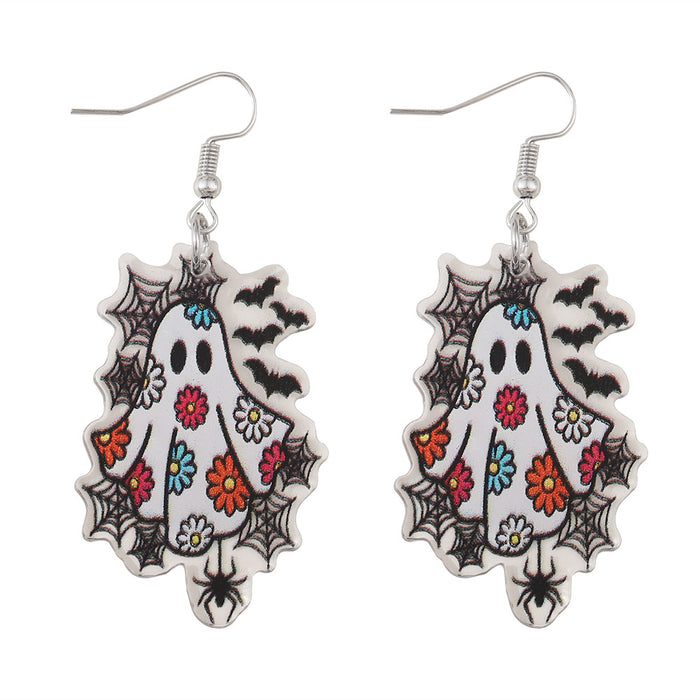 Wholesale  Cute Flowers Ghost Bat  Web Pendant Earrings Acrylic Earrings Gift