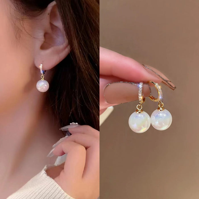 Wholesale Fashionable pearl earrings, niche, light luxury design, earrings temperament, versatile zircon earrings