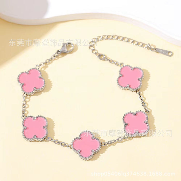 Wholesale titanium steel four-leaf clover bracelet JDC-BT-Modeng002