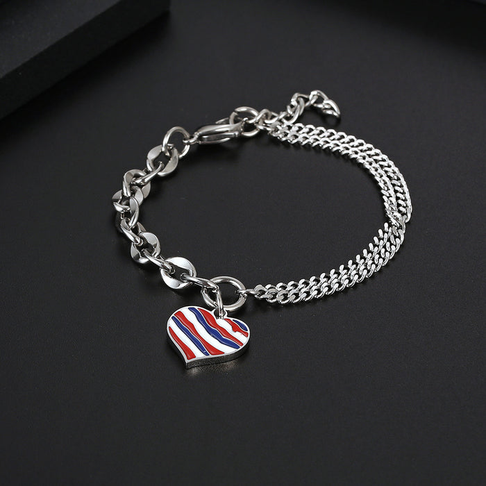 Wholesale Titanium Steel Epoxy Peach Heart Bracelet JDC-BT-YiX001