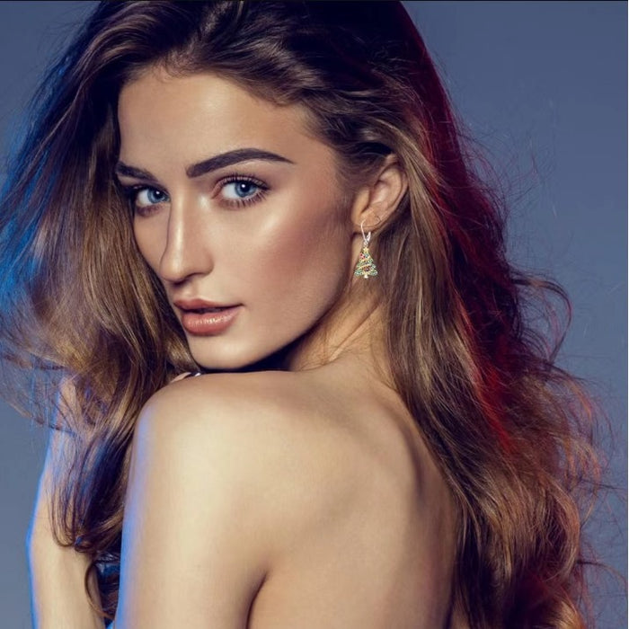 Wholesale Christmas Tree Bow Star Diamond Earrings