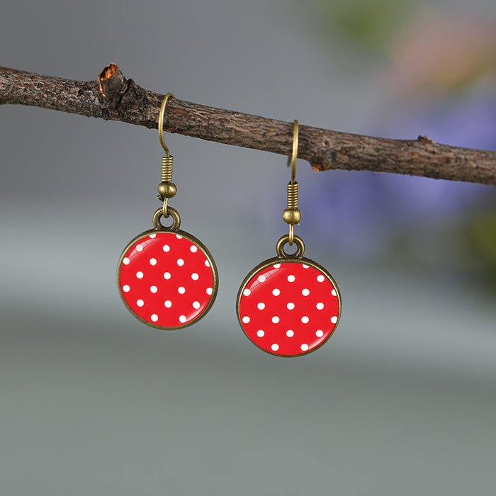 Wholesale Round Polka Dot Pattern Earrings for Men and Women Creative Earrings