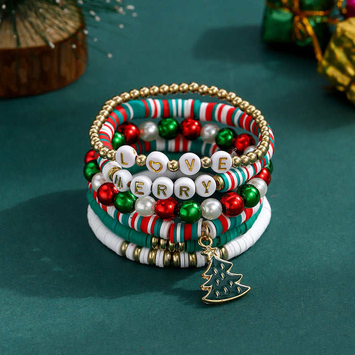 Wholesale Beaded Letter Combination Christmas Bracelet
