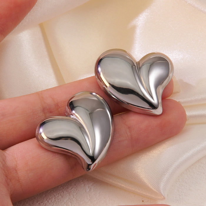 Wholesale Large Peach Heart Irregular Earrings JDC-ES-JW009