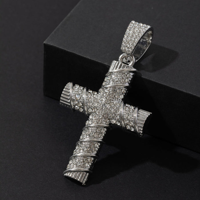 Wholesale New Personalized Full Diamond Cross Pendant Cuban Necklace Street Pendant Accessories
