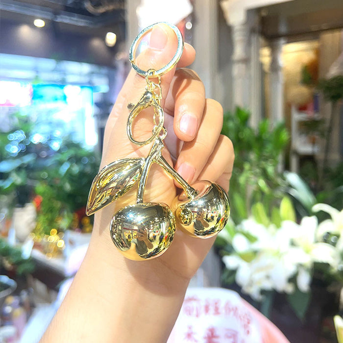 Wholesale Electroplated Cherry Keychain Acrylic Cartoon Pendant Fashion Bag Charm MOQ≥2