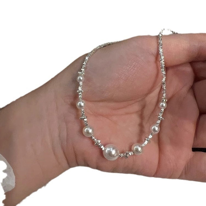 Wholesale Pure silver pearl necklace, women's collarbone chain, high-end and niche