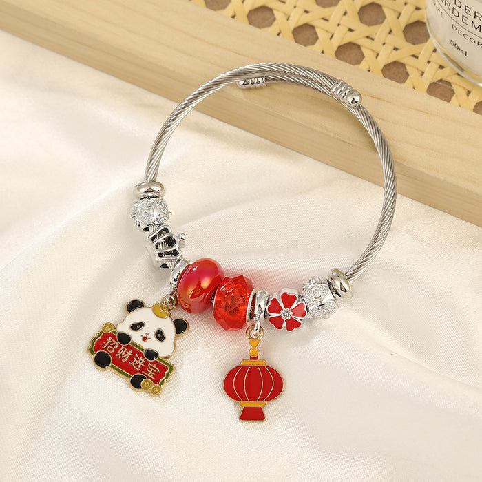 Wholesale Stainless Steel Panda Bracelet Travel Souvenir Fashion Accessory MOQ≥2