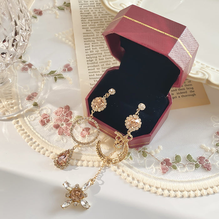 Wholesale Asymmetric rhinestone droplet earrings ear clip