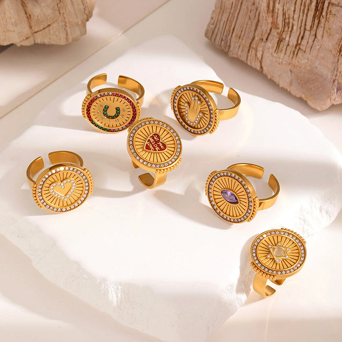 Wholesale High end stainless steel diamond inlaid movable ring that does not fade and is environmentally friendly ring jewelry