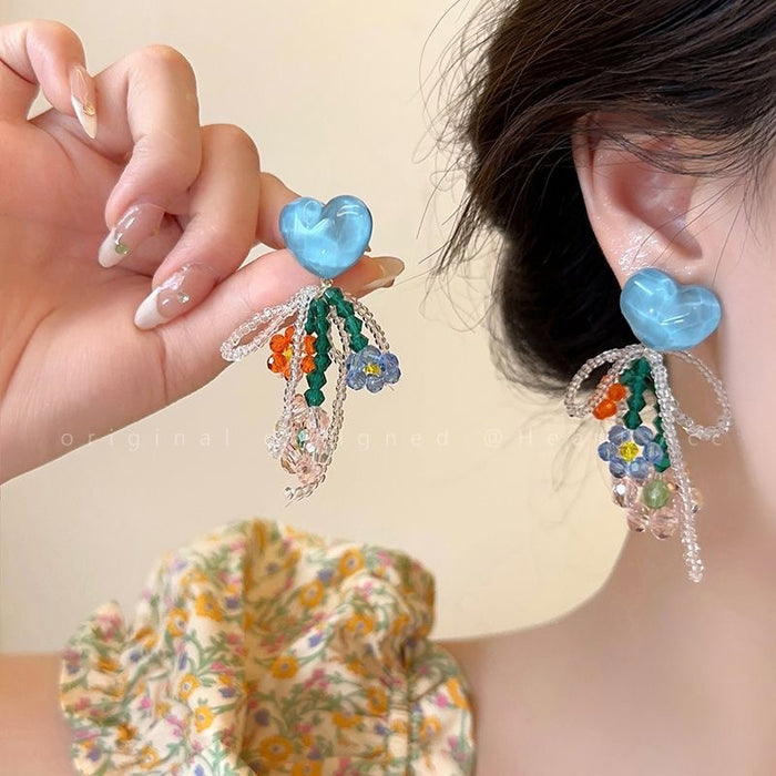 Wholesale Holiday style sunflower earrings exaggerated women' s seaside travel photo earrings
