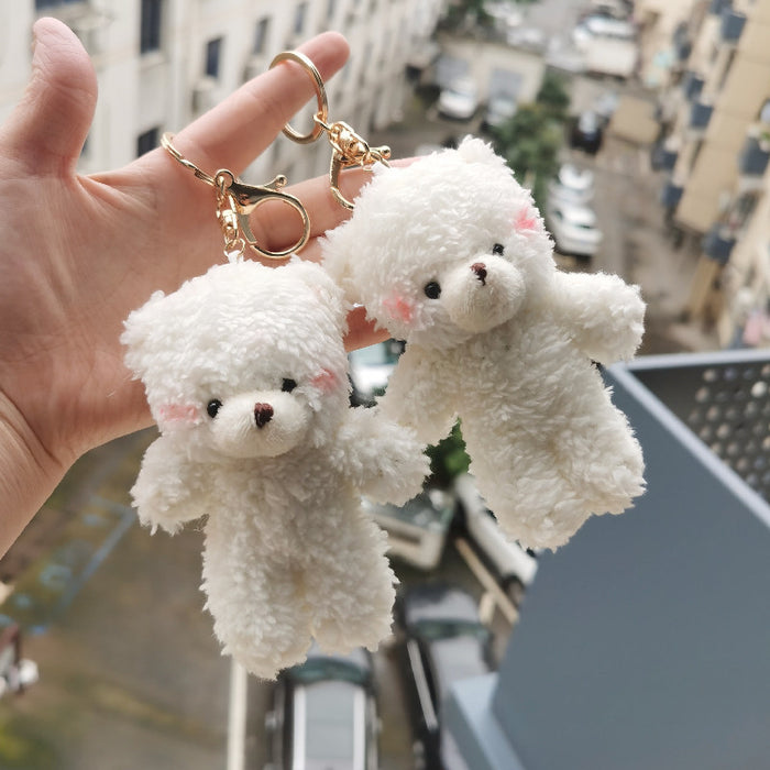 Wholesale Cute Powder Blusher Bear Pendant Plush Bag Pendant Female Conjoined Bear Creative Key Chain Doll JDC-KC-RC003