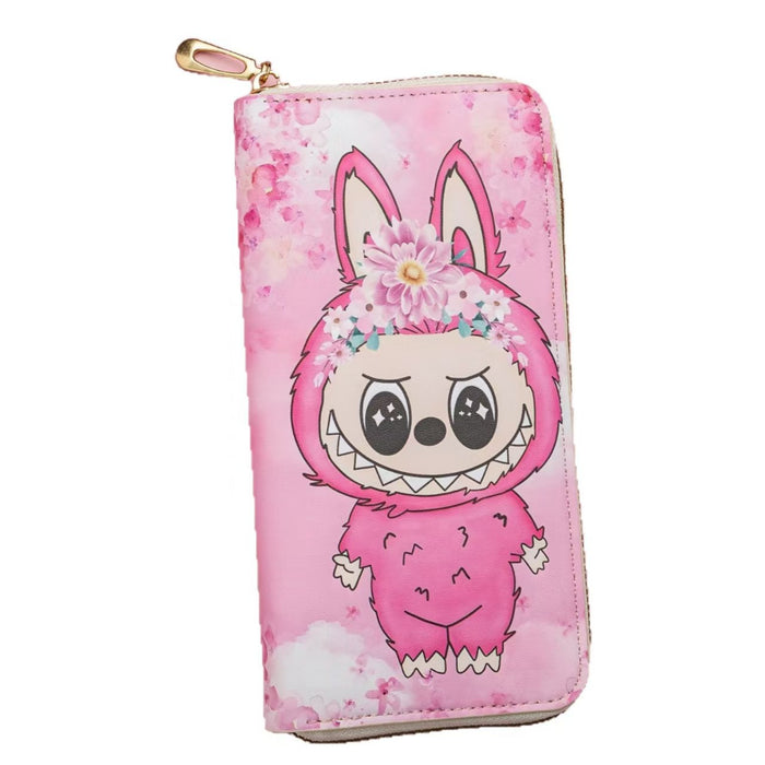 Wholesale Fresh Sweet Cartoon Leather Wallet with Zipper Large Capacity Unisex Card Holder