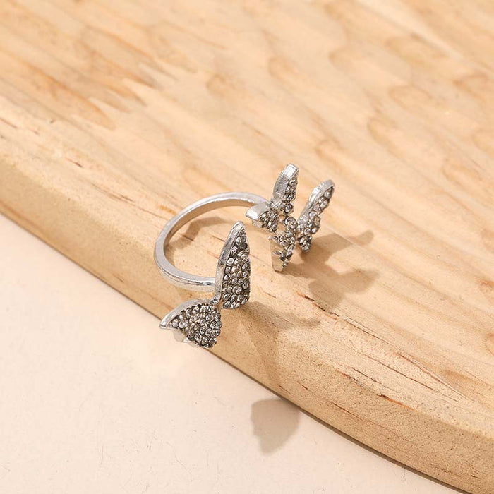 Wholesale Butterfly Open Ring Simple Open Ring Diamond Micro inlaid Butterfly Ring