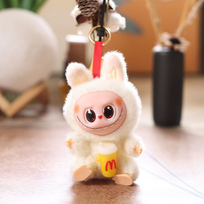Wholesale Cute and cute second generation Coke vinyl rabbit pendant plush toy doll little rabbit bag pendant keychain