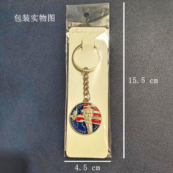 Wholesale English Letters Red White and Blue Flag Independence Day Zinc Alloy Keychain JDC-KC-TianG031