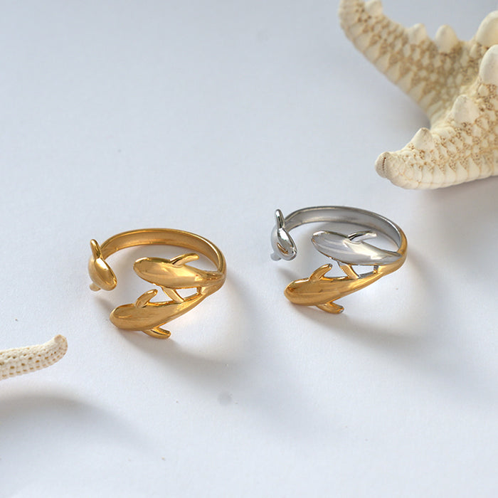 Wholesale Jewelry Stainless Steel Marine Animal Open Ring Summer