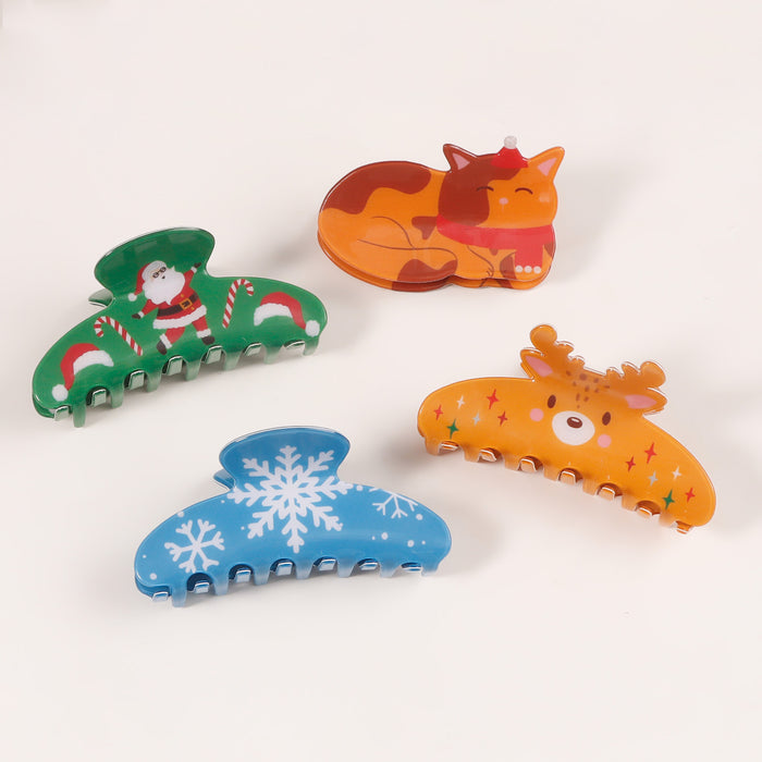 Wholesale Christmas Cat Snowflake Hair Claw Clip Trendy PVC Claw Hair Clip For Women Boutique Resale Hair Accessory