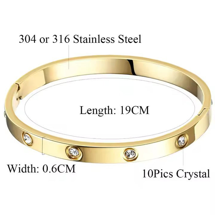 Wholesale Advanced Titanium Steel Buckle Gold Full Diamond Bracelet Non Fading Jewelry