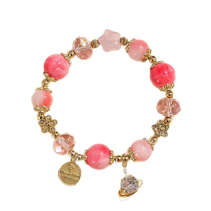 Wholesale Pink Crystal Bracelet Beaded Jewelry Planet Bracelet