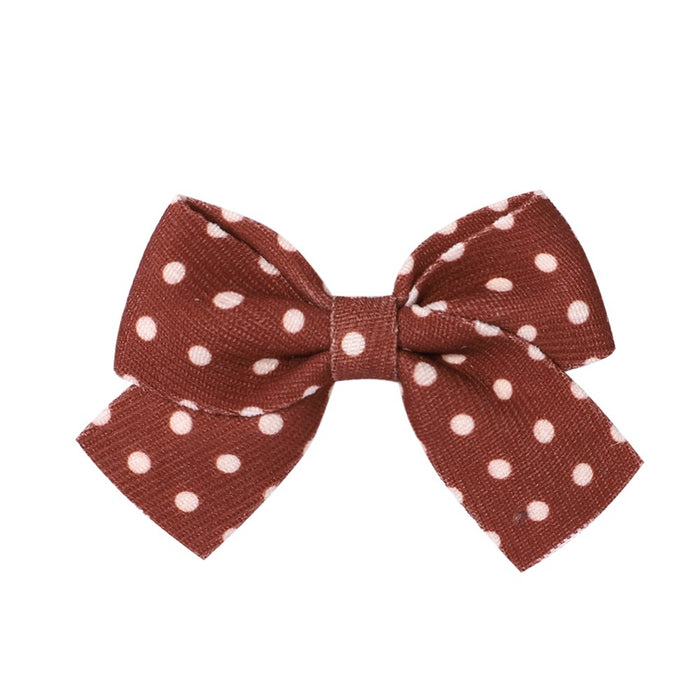 Wholesale Polyester Milk Pattern Fabric Bow Hairpin JDC-HC-Xiane016