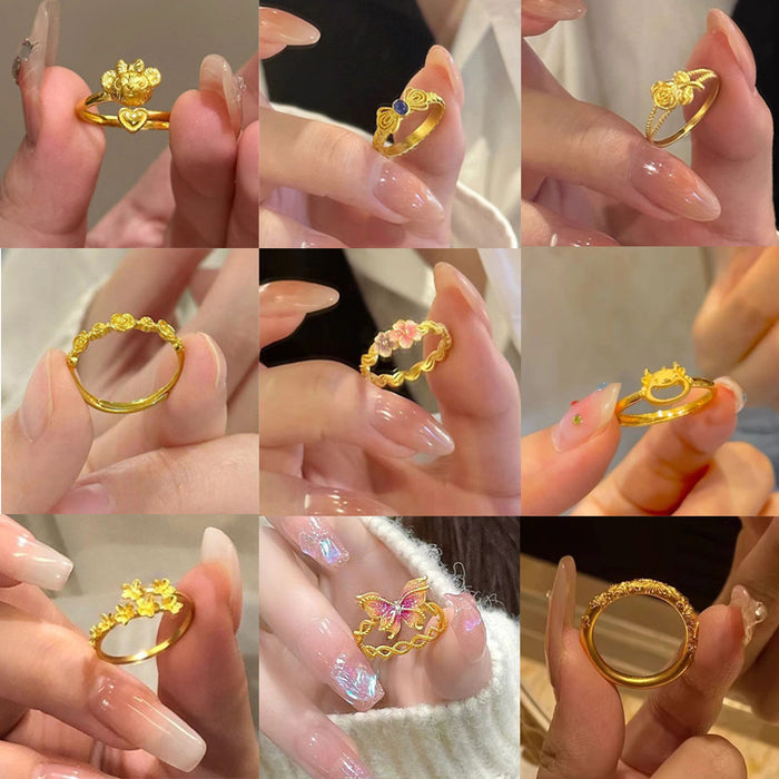 Wholesale Gold butterfly ring, niche design, light luxury temperament, fashionable and versatile flower ring