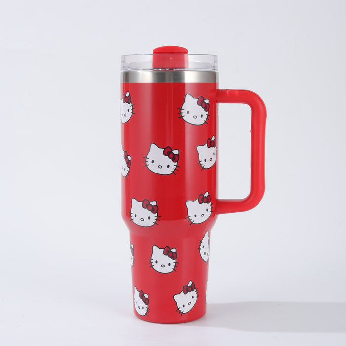 Wholesale Stainless steel ice cup cartoon pattern thermos cup large capacity portable handle car cup