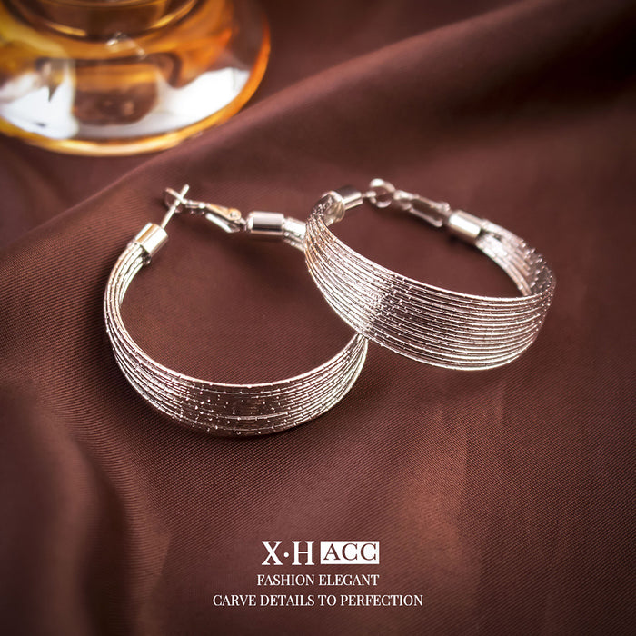 Wholesale Geometric multi-layer circle ear buckle, simple and fashionable, versatile earrings, niche design, high-end earrings