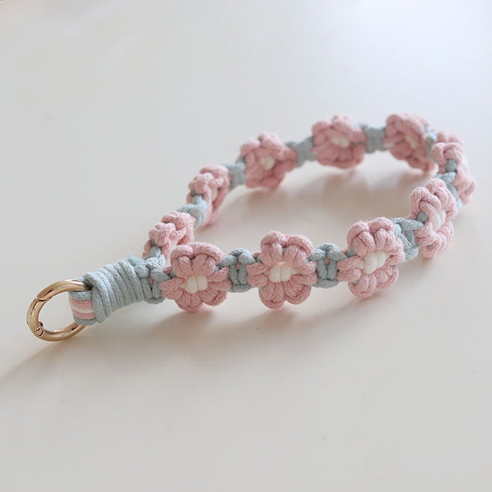 Wholesale Woven Daisy Cotton Rope Keychains