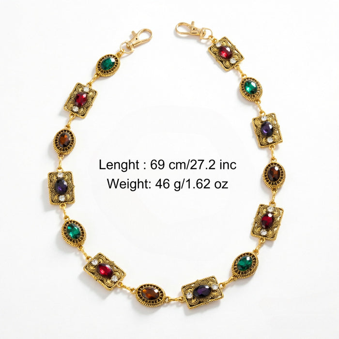 Wholesale Vintage Retro Hip Hop Gold Tone Multi Gemstone Waist Chain For Men Stylish Pants Chain Jewelry Accessory