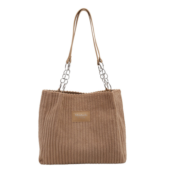 Wholesale Large Capacity Corduroy Chain Underarm Tote Bag JDC-SD-ShengShi007