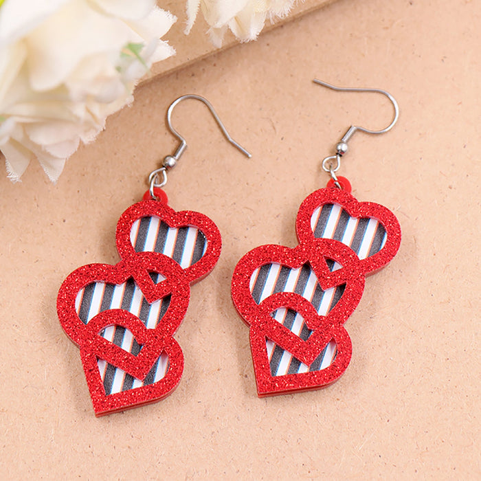 Wholesale Earrings Acrylic Valentine's Day Black and White Striped Heart JDC-ES-XYan015