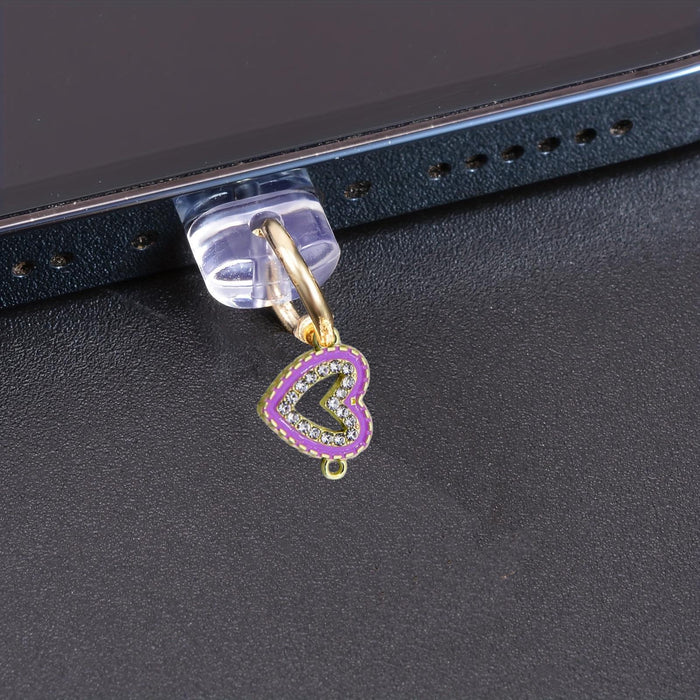 Wholesale Diamond-encrusted heart pendant dust plug portable charm