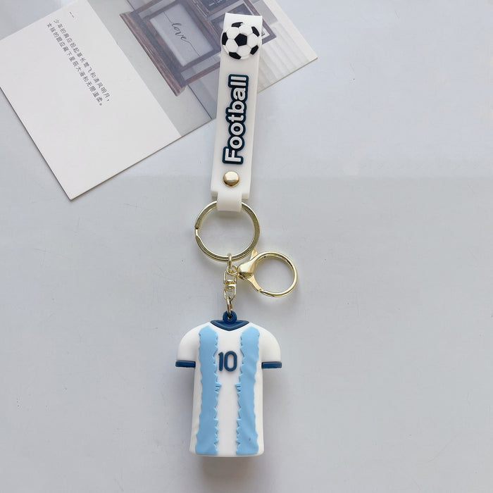 Wholesale Cartoon Doll Soccer Uniform Ball Silicone Keychain JDC-KC-JuShu040