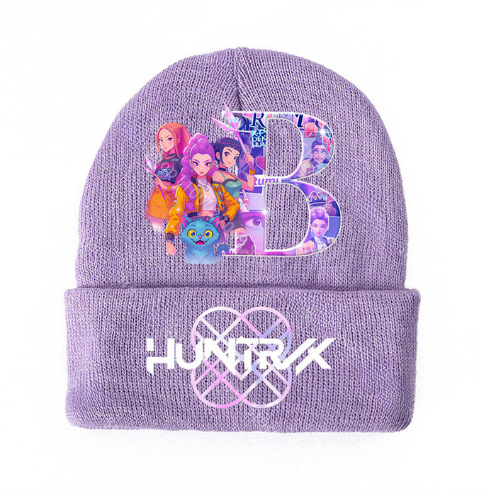 Wholesale KPOP Knitted Cartoon Letter Print hat