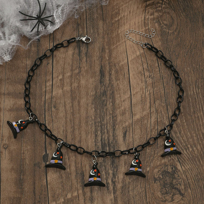 Wholesale Halloween Acrylic Pumpkin Ghost Pendant Necklace JDC-NE-JunJie003