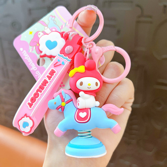 Wholesale PVC Cartoon Happy Rocking Horse Tumbler Keychain JDC-KC-YanG051