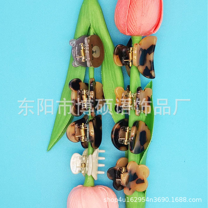 Wholesale Amazon hair clip high-end exquisite side clip back of the head mini bear leopard print hair clip