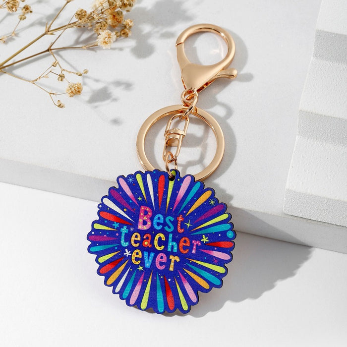 Wholesale Western Style Rainbow Love Wooden Keychain JDC-KC-RongR022