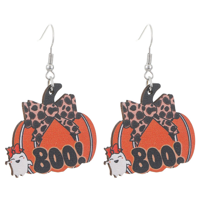 Wholesale  Western Style  Pumpkin Pendant Earrings Wooden Gothic Cartoon Earrings