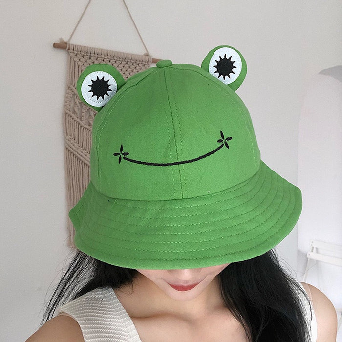 Wholesale  Cartoon Cute Children Adult Frog Fisherman Hat Casual Parent-child Basin Hat Sun Protection Big Eye Hat