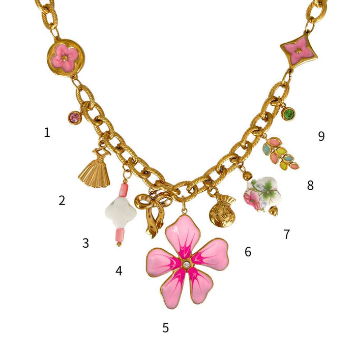 Wholesale Stainless steel fashion shell bow DIY pendant necklace electroplating