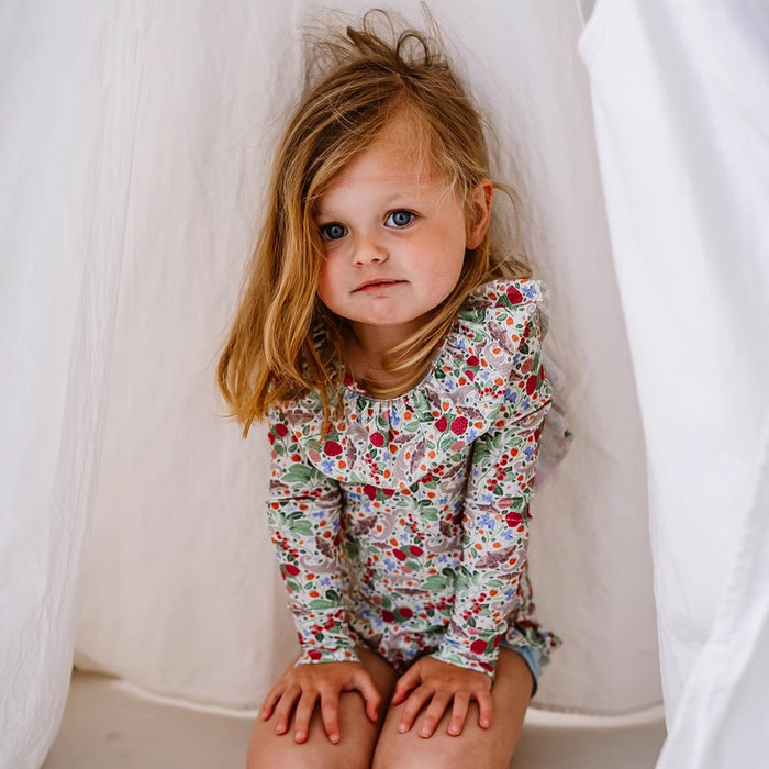 Wholesale Girls' swimsuit European style sun protection long sleeved quick drying printed children's swimsuit