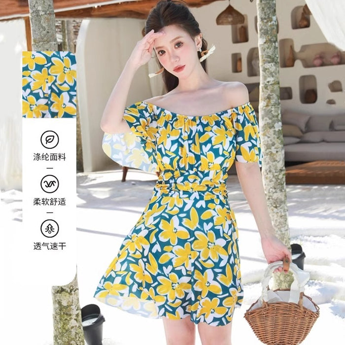 Wholesale New one-piece conservative hot spring vacation quick drying swimsuit