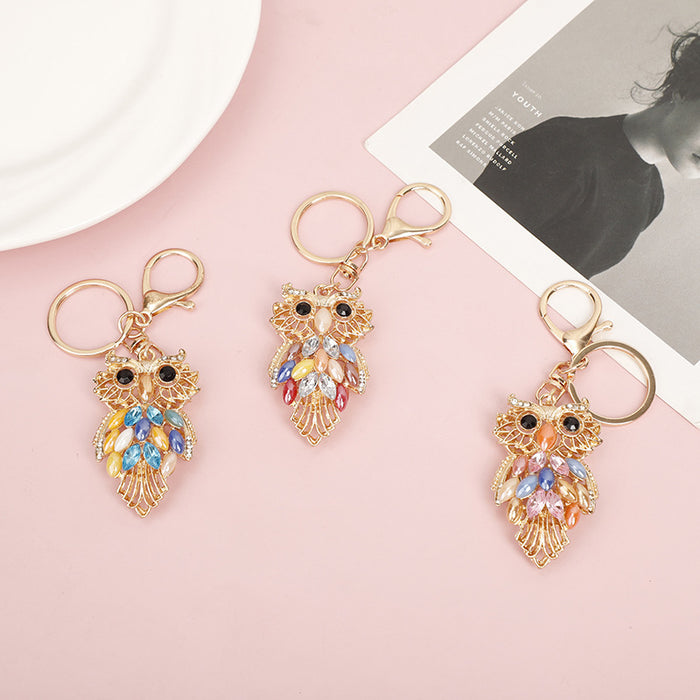 Wholesale Owl Diamond Zinc Alloy Keychain JDC-KC-MeiF002